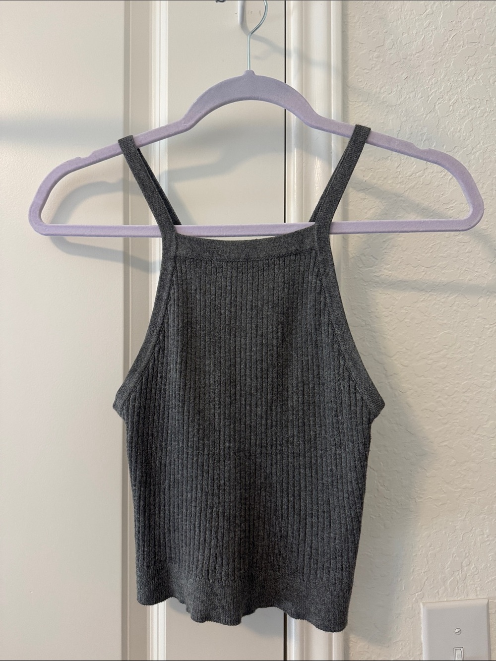 La Hearts Charcoal Ribbed Halter Tank